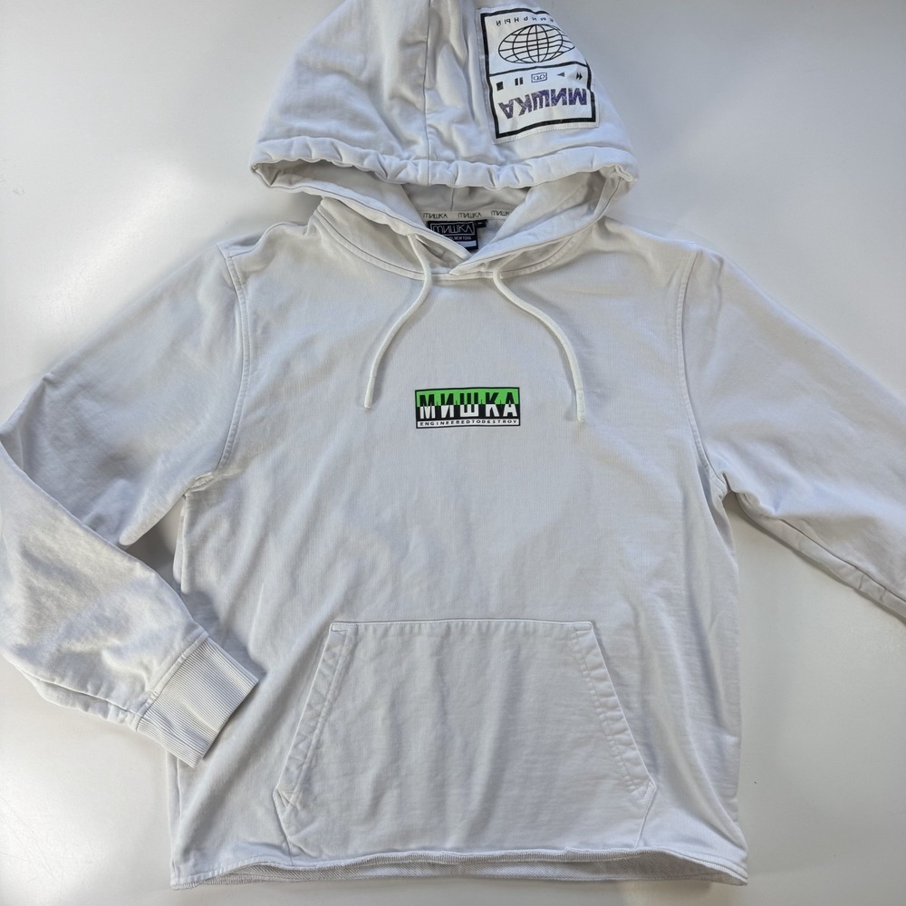 Mishka MNWKA‎ Keep Watch Big Eye Eyeball Hoodie Sweatshirt White Mens XLarge